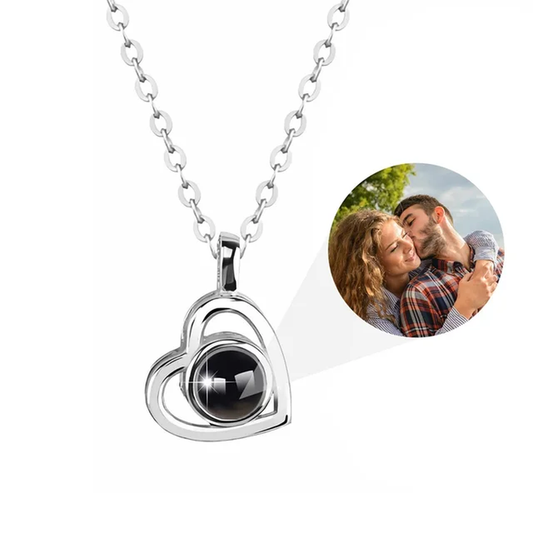 Personalized Heart Necklace with Custom Photo Projection